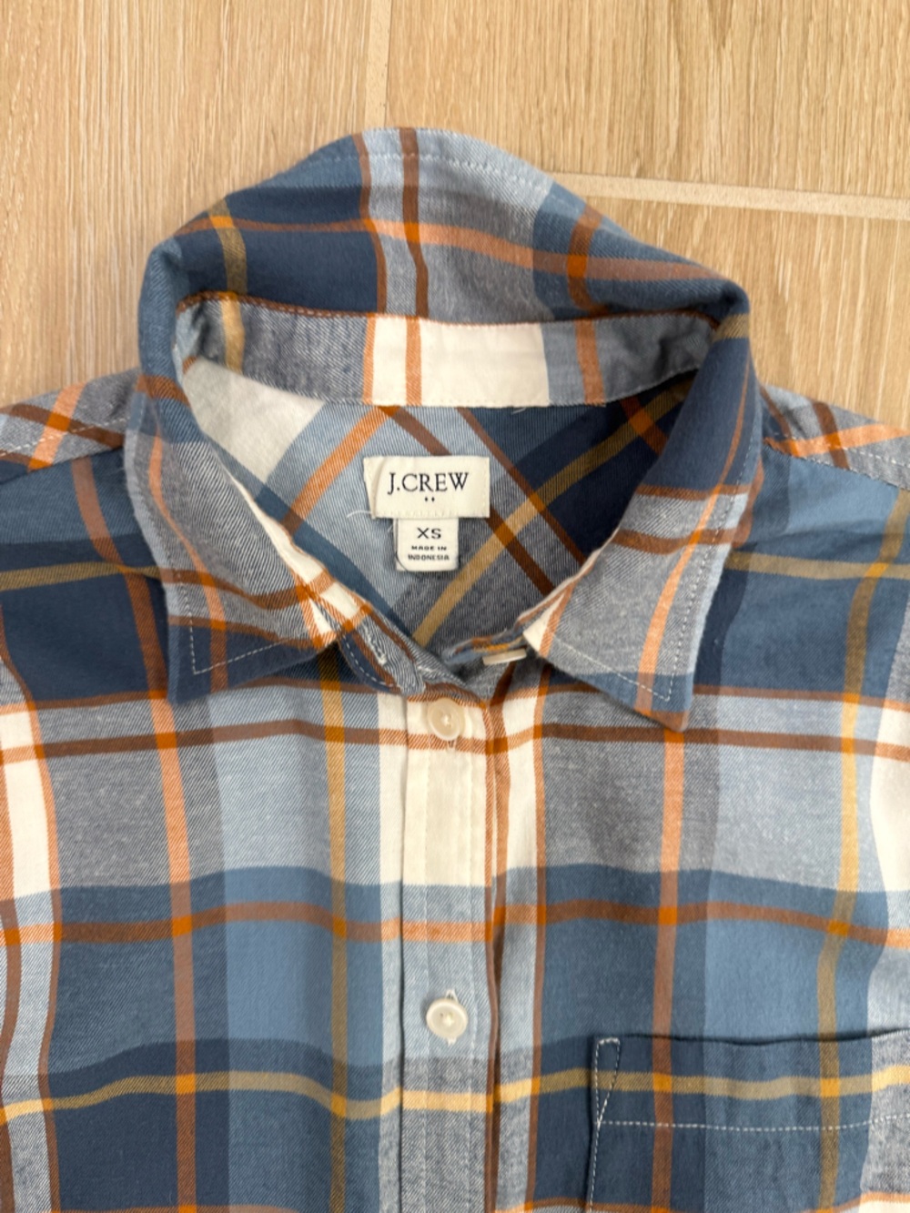 J.Crew Women’s opal Blue Plaid Button-Up Shirt worn twice like new retail $89